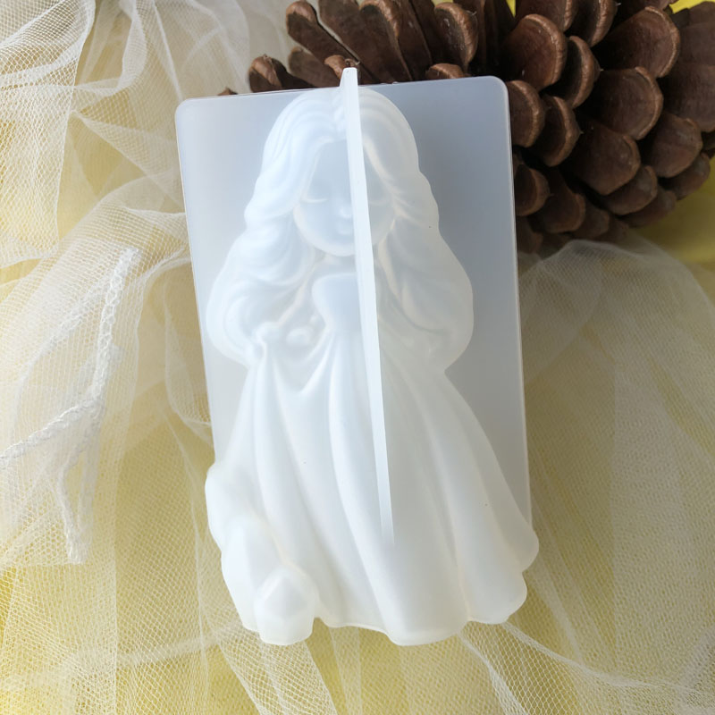 Candle Making Accessories - 3D かわいいプリンセスシリコーンキャンドルモールド天使の女の子石鹸樹脂石膏作る型 DIY 人間チョコレートベーキングツール家の装飾のギフト