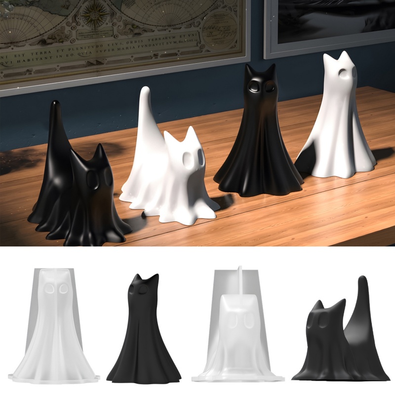 Candle Making Items - ゴースト猫ハロウィンデスクトップ飾り石膏シリコーン型 DIY 手作りアロマキャンドル作りクリスタルエポキシ樹脂金型
