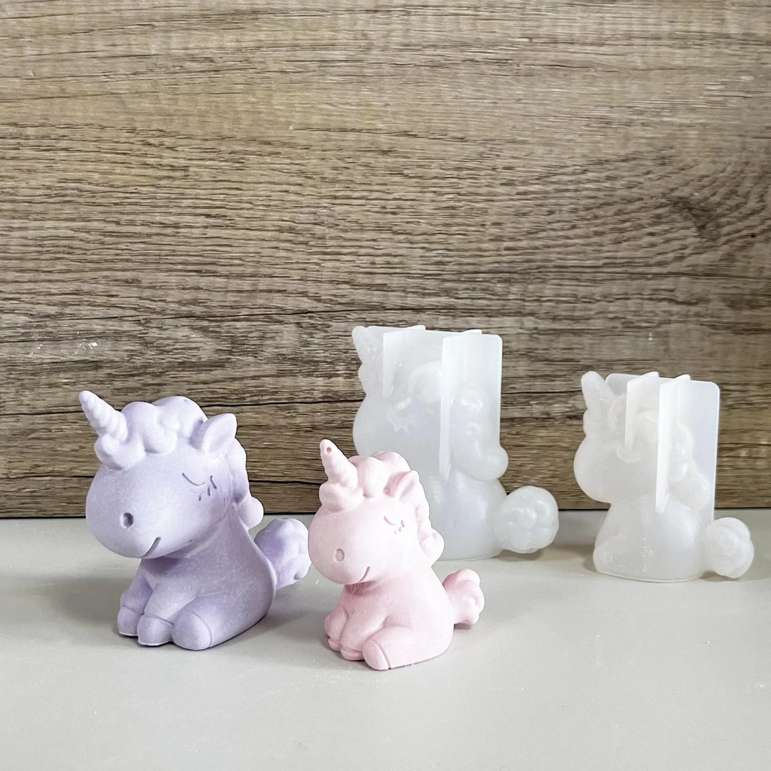 Candle Making Accessories - 3D 幾何学的なシリコーンユニコーン猫鹿クマ型ソープキャンドルメイク粘土石膏樹脂クラフトモールドケーキ装飾ベーキングツール