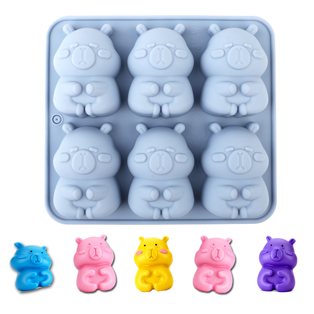 Candle Making Items - かわいいカピバラの形をしたシリコンケーキ型1個。チョコレート、ケーキ、プリン、ゼリー、キャンディー、ケーキデコレーション、クマの形のキャンドル、手作り石鹸、工芸品、その他のキッチン用品を作るのに使用できるベーキング型です。