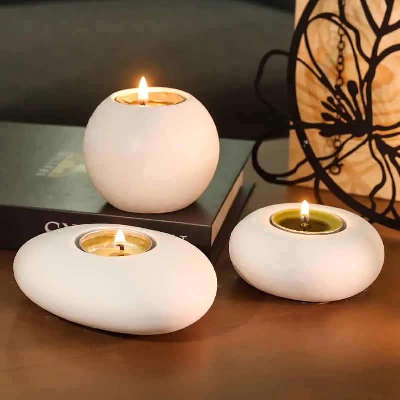 Candle Making Items - ティーライトキャンドルホルダー樹脂シリコンモールド、クリスタルボール/球体エポキシ樹脂モールド、楕円形石膏コンクリートフラワーポット作成モールド