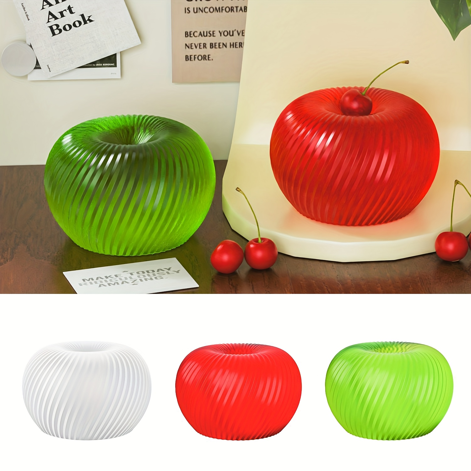 Candle Making Items - 石鹸、キャンドル、石膏工芸品の作成に適した、おしゃれな赤いリンゴ型のシリコンモールドで、お手入れが簡単です。
