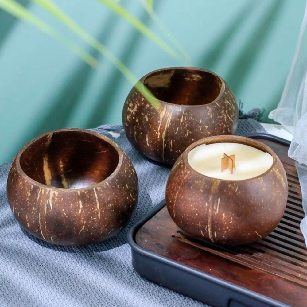 Candle Making Homewood - ホームクラフト 天然ココナッツシェルボウル 木製クリエイティブ装飾ボウル キャンドルボウル