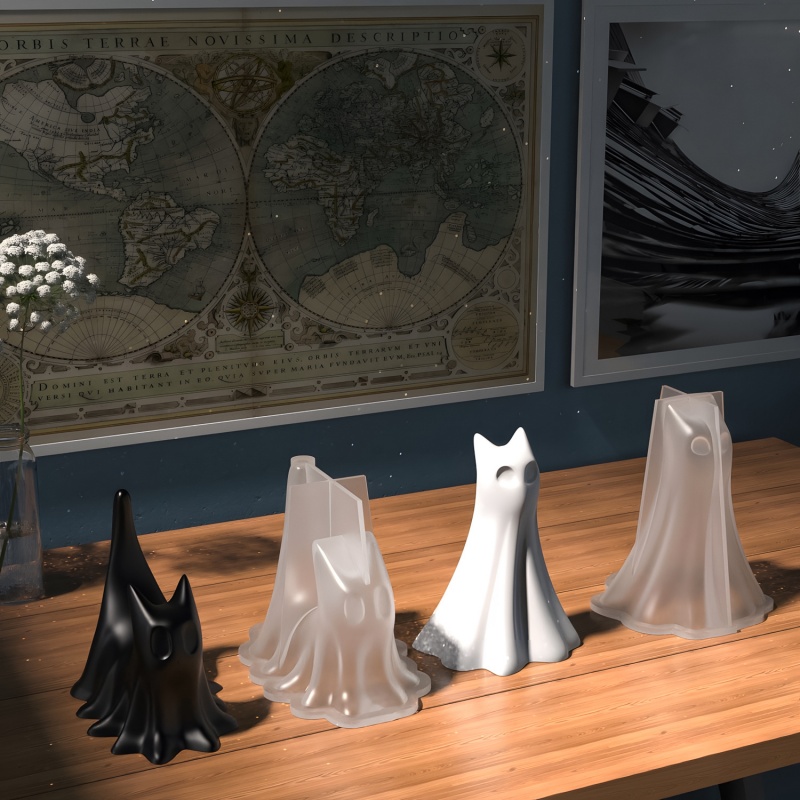 ゴースト猫ハロウィンデスクトップ飾り石膏シリコーン型 DIY - Candle Making Items のレビューと価格