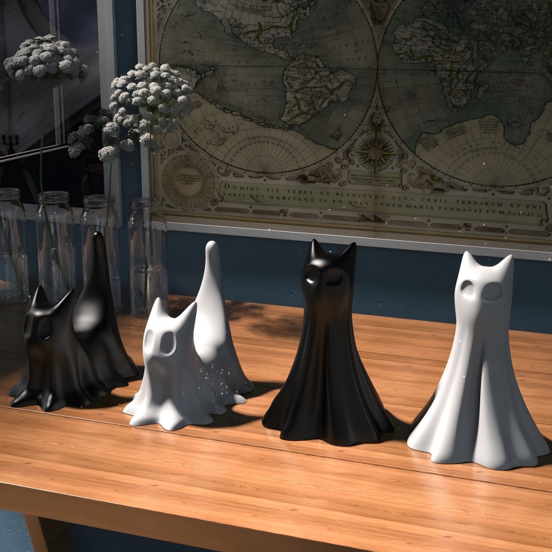 ゴースト猫ハロウィンデスクトップ飾り石膏シリコーン型 DIY - Candle Making Items のレビューと価格