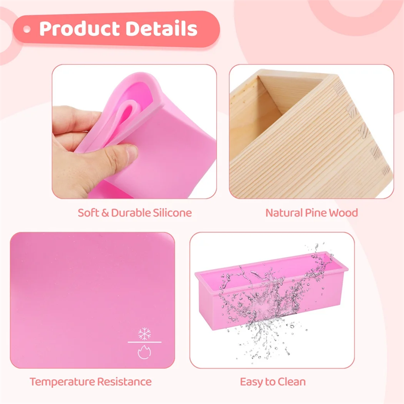 長方形シリコン石鹸型 木製ボックス付き DIY手作り石鹸製造 - Candle Making Homewood のレビューと価格