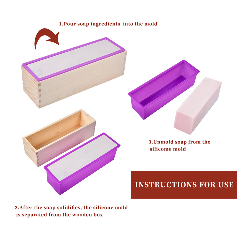 長方形シリコン石鹸型 木製ボックス付き DIY手作り石鹸製造 - Candle Making Homewood のレビューと価格