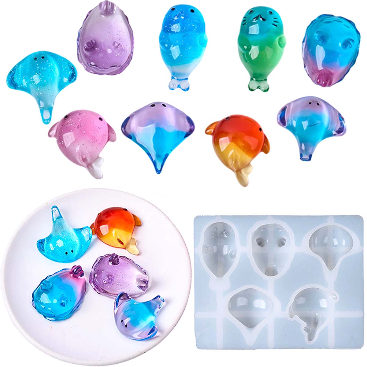 3Dヒーリング可愛いマンタ鯨シリコンモールドDIYキーホルダ - Candle Making Items のレビューと価格