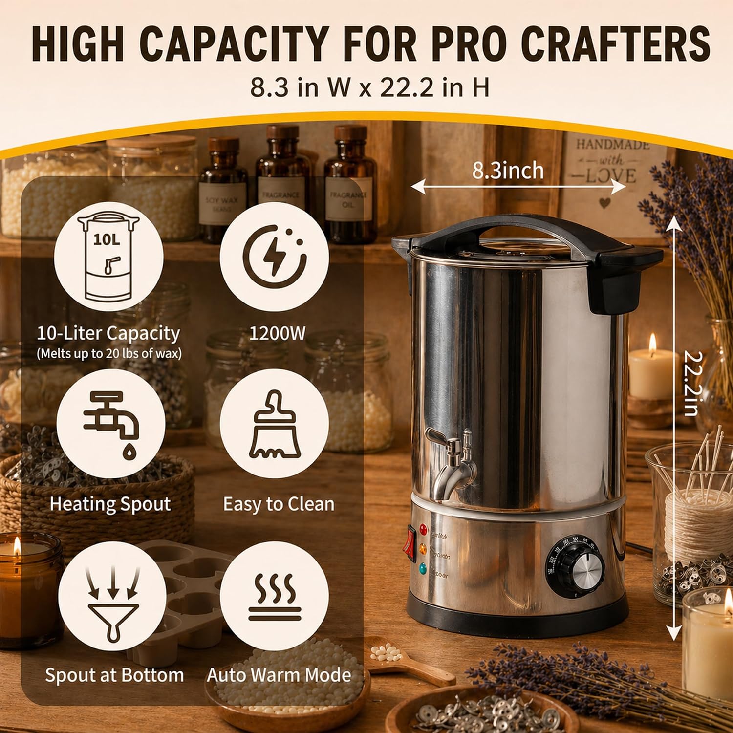 10Lキャンドル製造用ワックスメルター、電気ワックス溶解ポッ - Candle Making Tempe のレビューと価格